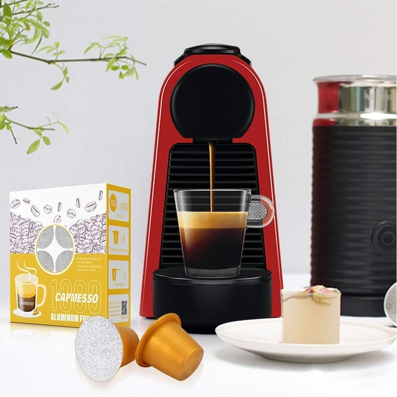 CAPMESSO Espresso Foils and Refillable Capsules-Seal Lids to Reusable Capsules Coffee Pod Compatible with Nespresso Original Line Machines (Silver -1000pcs Lids+6 pcs Pods) - Image 5